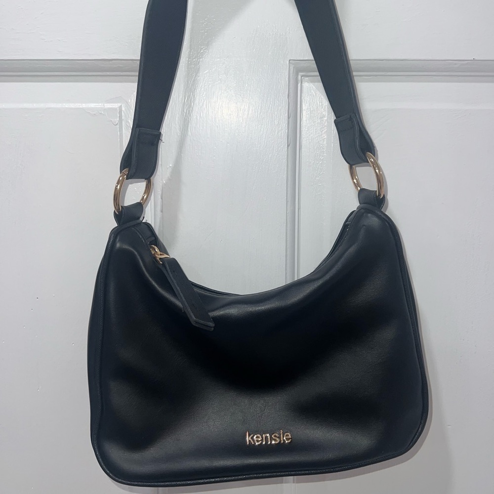 Kensie Black Shoulder Bag with Gold Accents